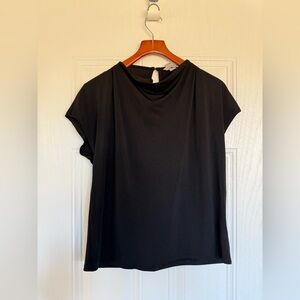 2 for $20 sale: H&M black draped collar cowl neck cap sleeve blouse - M